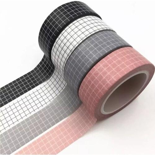 Black and White Grid Washi Tape Japanese Paper Diy Planner Masking Tape Adhesive Tapes Stickers Decorative Stationery Tapes