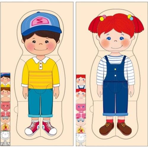 Montessori Wooden Boys Girls Body Structure Puzzle Cognitive Human Body Teaching Aids Educational Toys For Children