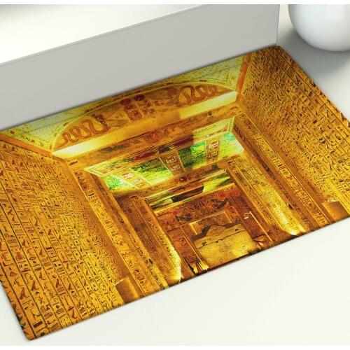 Ancient Egyptian Mural Floor Mat Pharaoh Area Rugs Dorm Carpet Art Home Living Room Bed Bath Print Decor Retro Doormat