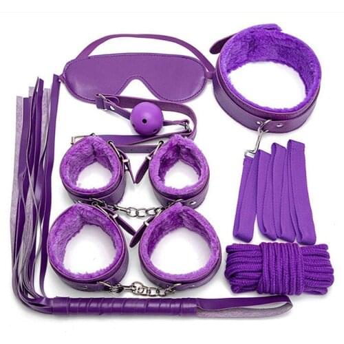 PU Leather Bed Binding Leg Splitter Handcuffs Shackle Bundled Rope Set Female Products Flirt SM Adult Props Bundle Set