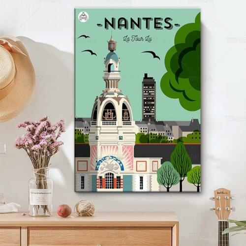 Canvas Print NANTES Vintage Poster Decorative Picture Modern Wall Art Paintings for living room Home Decoration Frame