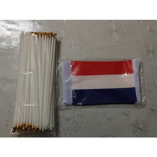 KAFNIK,50 PCS 14 * 21cm Netherlands Hand Flag Decorative Quality Polyester Activities Free Shipping