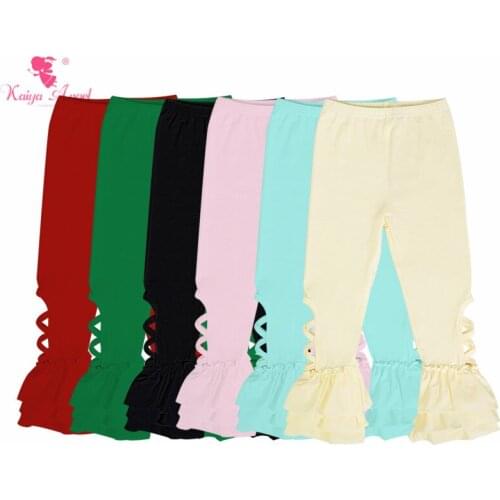 Kaiya Angel Kids Girls Ruffle Leggings Six Colors Good Quality Children Pants Solid Candy Color Girls Trousers Factory Wholesale