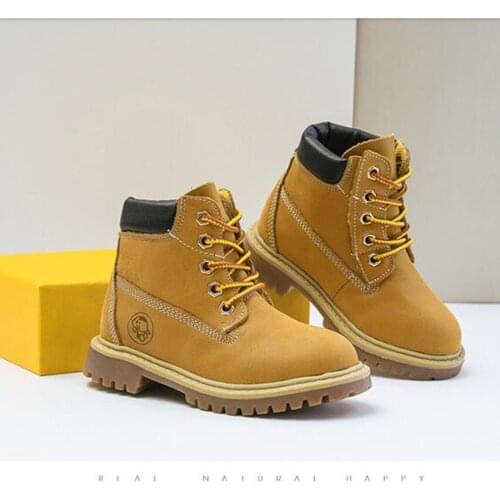 Leather childrens shoes 2019 winter new childrens boots girls Martin boots boys boots