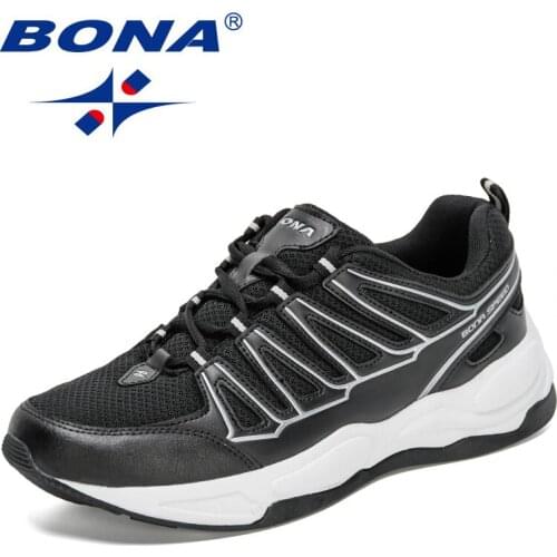BONA 2021 New Designers Mesh Running Shoes Outdoor Walking Sports Shoes Men Breathable Casual Shoes Man Jogging Footwear Comfy