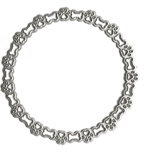 Circle Dog Paw Bone Metal Cutting Dies Stencil Scrapbooking DIY Album Stamp Paper Card Mold Embossing Decoration