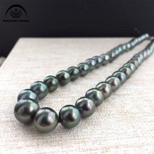 MADALENA SARARA AAA Tahitian Saltwater Black Pearl 8-8.5mm Necklace Strand Luxury Elegant Lady