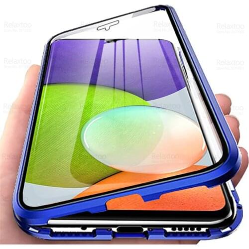 For Samsung Galaxy A22 4G Case 360° Magnetic Flip Phone Cover Sumsung A 22 22A 6.4" SM-A225F Double Sided Tempered Glass Fundas