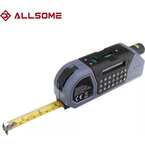 ALLSOME Multifunction Tape Messure Laser Level Measuring Tool with Calculator HT2654