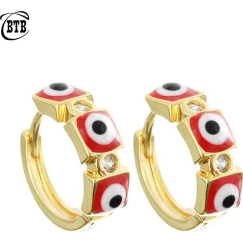 Fashion New Devil Eye Golden Square Earrings High Quality Jewelry Crystal Feminine Charm Earrings Party Holiday Gifts Wholesale