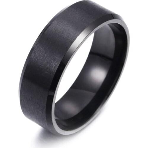 8MM wide mens stainless steel frosted ring European and American simple fashion jewelry factory jewelry wholesale