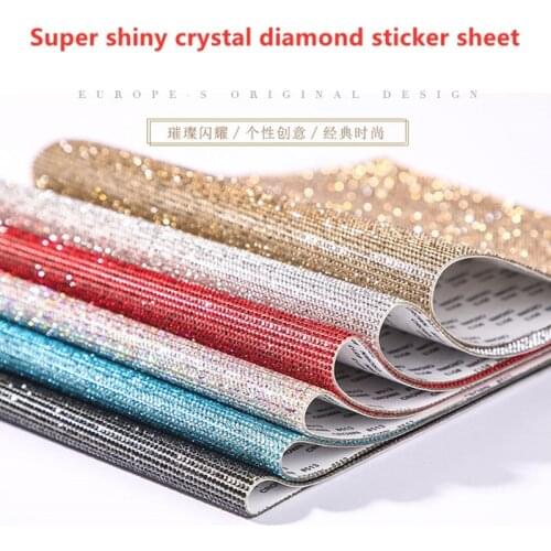 Bling Crystal Rhinestones Sticker Diy Car Decoration Mesh Sheet Self-Adhesive Glitter Gems Trim For Phone Crafts Garment Shoes