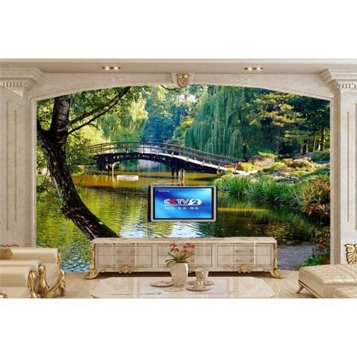 Custom mural wallpaper 3d,Parks Rivers Bridges Trees Trunk tree Nature wallpapers,restaurant living room sofa tv large murals