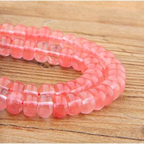 Natural Red watermelon tourmaline Gem Stone flat Polish Loose Spacer Rondelle Beads 4*6/5*8MM DIY For Jewelry Making Bracelet