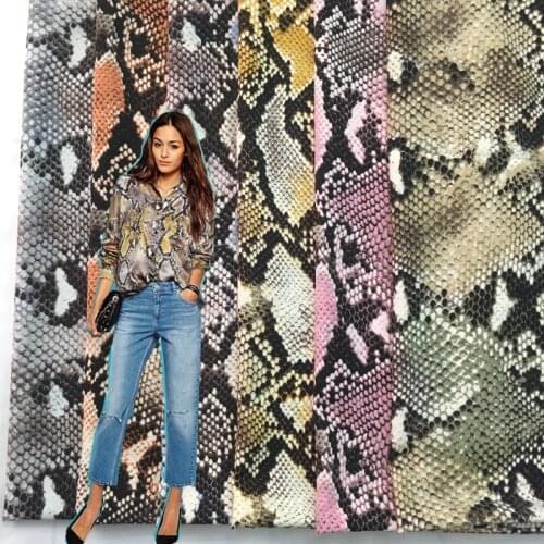 150cm new snakeskin stretch print fabric spring and summer stretch print dress shirt fashion ethnic fabrics wholesale cloth