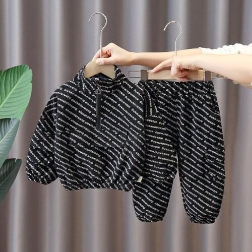 2021 new boys clothing fashion cartoon boys suit leisure popular childrens clothing boys letter suit 012345 childrens cloth