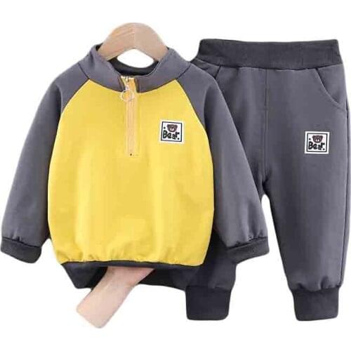 Boy Clothing Set 2021 Autumn New Kids Sportswear Baby Boys Long Sleeves + Pant 2Pcs Outfit 1-6 Years Child Stitching Color Suit
