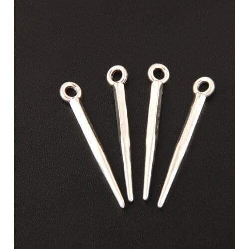 50pcs Alloy Silver Color Rectangle Bar Charms Stick Pendant Fit Necklace Jewelry Crafts DIY Handmade Accessorie