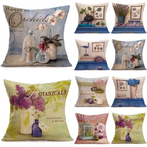 Throw Cotton Linen Home Decor Sofa Pillow Waist Case Cover Cushion 18'' Retro
