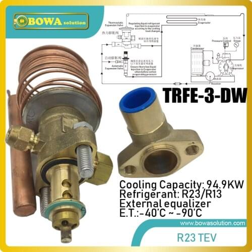 95KW disassemble R23/R13 thermostatic expansion valve matches 84m3/h LBP compressor, such as copland D6SF-200X or D4DT-220X