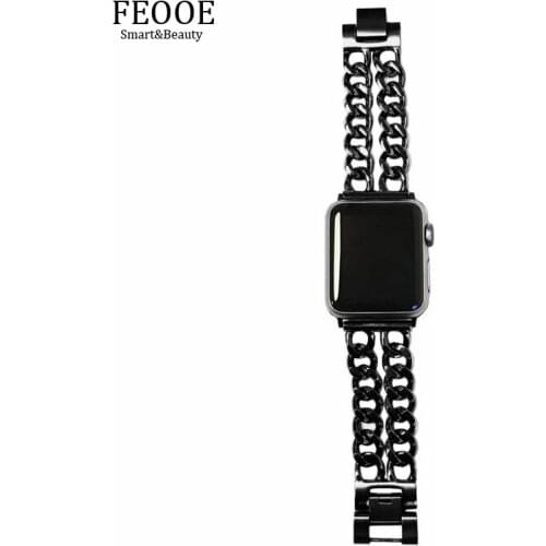FEOOE Suitable for Iwatch Apple 1/2/3/4 Strap, New Bracelet Style Steel Strap, Mens and Womens Jewelry Buckle Strap LXY