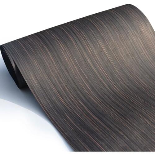 Technical Ebony Wood Veneer Engineering Veneer E.V. Black Brown Straight Grain Striped 62x250cm Q/C