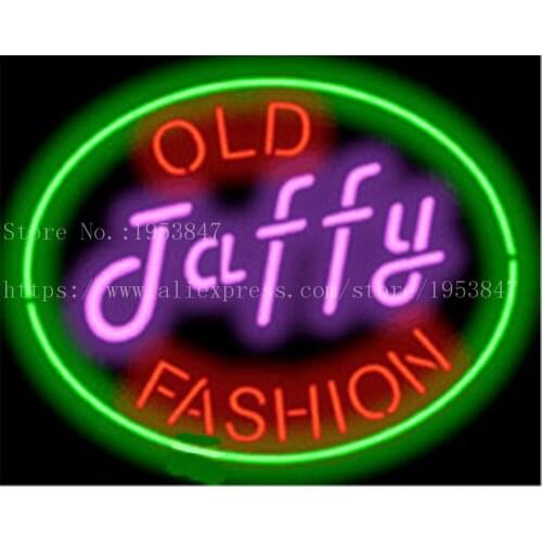 Old Fashion Taffy Neon Sign Handcrafted Light Bar Beer Pub Club Glass Tube Signboard Carnival food Signs Decoration 19"x15"