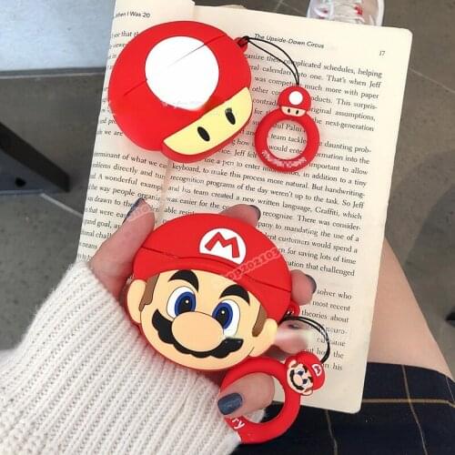 Super Mario AirPods 1/2 Pro Silicone Mushroom Anti-drop Cartoon Kawaii Wireless Bluetooth Earphone Airpods Clamshell Cases Gifts