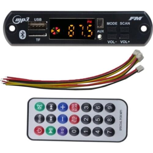 Universal Wireless Bluetooth 5.0 5V 12V MP3 WMA Decoder Board Car Audio USB TF FM Radio Module Color Screen MP3 Player with Remo