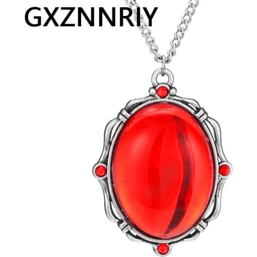 Vintage Red Precious Stone Pendant Necklace for Women Accessories Antique Chain Long Necklaces Pendants Female Jewelry Gifts