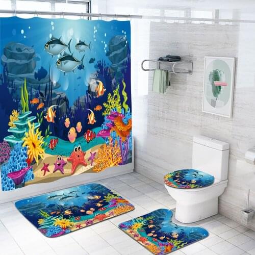 Landscape Digital Printed Bath waterproof fabric bathroom shower curtain set in the bathroom for accessory bathroom bath product