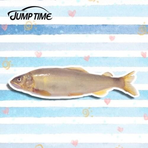 Jump Time 13cm x 3cm Auto Moto Bike Laptop Spotted Maigre Fishing Decal Reflective Car Stickers Waterproof 3D Car Styling