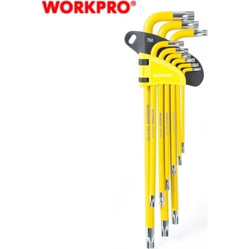 WORKPRO W022012 9PCS Long Arm CR-V Torx Key Set Hex Key Wrench Tool Set T10-T50