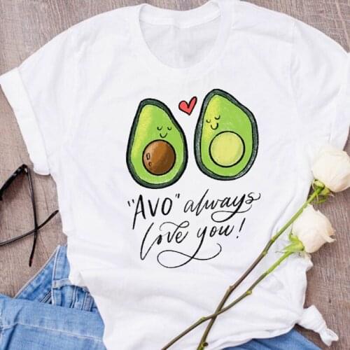 Women Lovely Avocado Love Valentine Cartoon Fruit Clothes Floral Lady Clothing Sweet Tees Print Tops T Shirt Womens T-Shirt