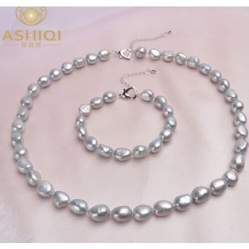 ASHIQI Baroque Natural pearl Jewelry Sets Real Freshwater pearl Necklace bracelets for women New