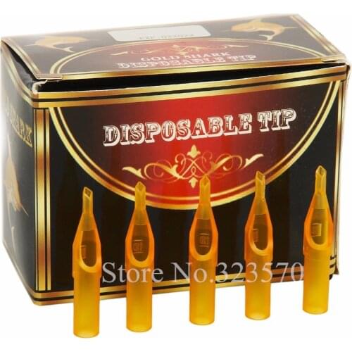 50pcs/set Gold Disposable Sterile Short Tattoo Tips Nozzle Supply Diamond Size 3/5/7/9/11/14DT