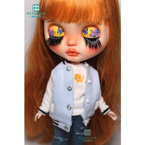 1PCS Blyth Doll Clothes Casual baseball uniform, jeans for Blyth , Azone, obitsu, FR 1/6 doll