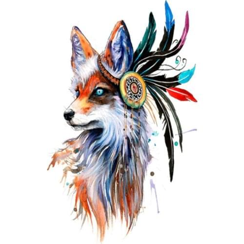 1PC Watercolor Large Waterproof Wolf Temporary Tattoo Sticker for Women Men Arm Body Art Fake Tattoos 19x12cm