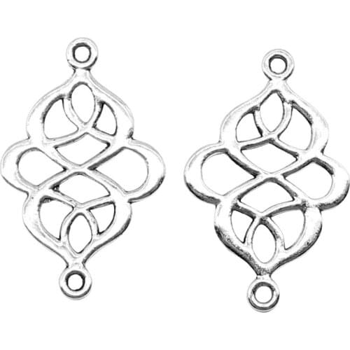 10pcs/lot Jewelry Diy Handmade Craft Charms Antique Silver Color 17x26mm Chinese Knot Connector Connector