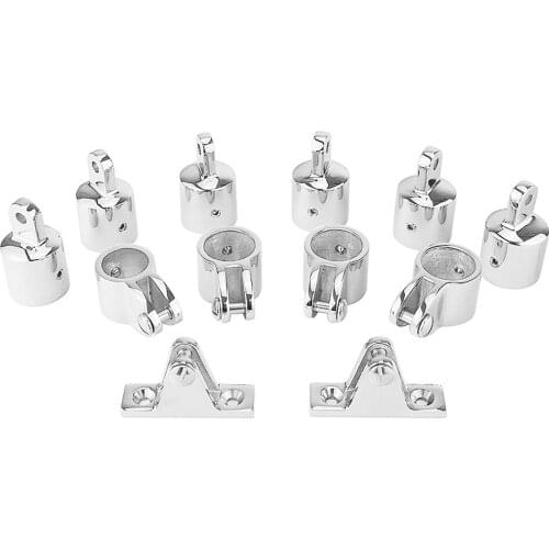 12PCS 3-BOW BIMINI TOP BOAT STAINLESS STEEL FITTINGS HARDWARE SET FOR 7/8' TUBE