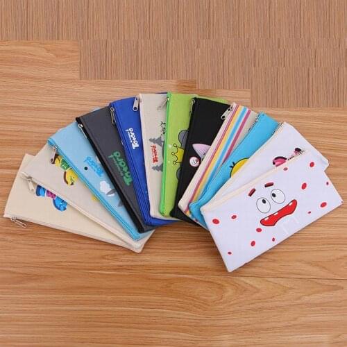 200pcs New canvas zipper Pencil cases pen pouches cotton cosmetic Bag makeup bag Mobile phone clutch bag Random