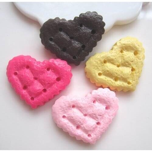 30pcs/Lot Flatback Resin Food Cabochon DIY Craft Cake Artificial Biscuit Resin Cookie For DIY Decoration - Mixed 10 Deisgns