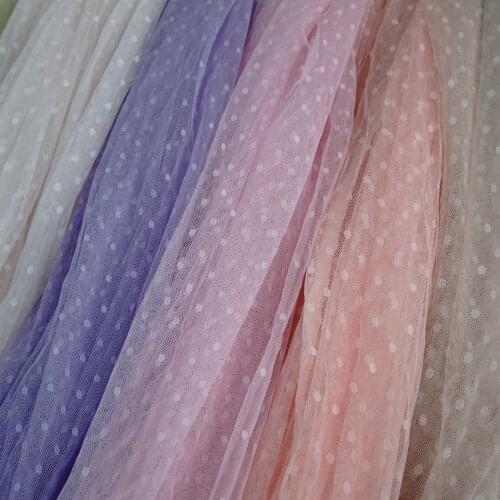 4 yards Peach Pink Khaki dots Gauze mesh Lace Fabrics Tulle netting lace polka swiss dots fabric tulle For Wedding Veil Dress