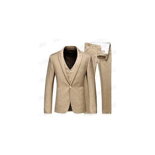 ANNIEBRITNEY Summer Linen Suits For Men 2019 Slim Fit Business Men Casual Suit Men Custom Made Big Size Groom Wedding Tuxedo Set