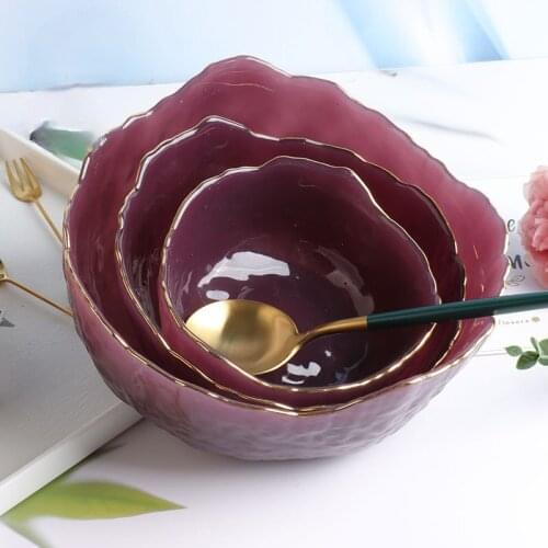 ArtworkJade Feeling Creative Fashion Drawing Gold Jade Texture Salad Fruit Dessert Bowl Classic Tableware Set Pot