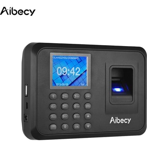 Aibecy Biometric Fingerprint Password Attendance Machine Multi-language with 2.4 inch LCD Screen Support U Disk to Download Data