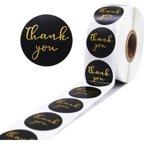 Thank You Stickers Seal Labels 500 Pcs Gold Foil Stickers Roll for Scrapbooking Stationery Stickers for Gift Decoration Labels