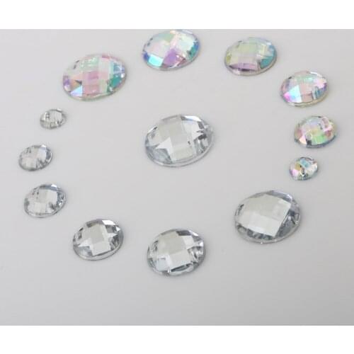8 10 12 14 16 18 20mm Round Crystal Flatback Acrylic Beads Loose Beads For DIY Jewelry Making Needlework Accessories
