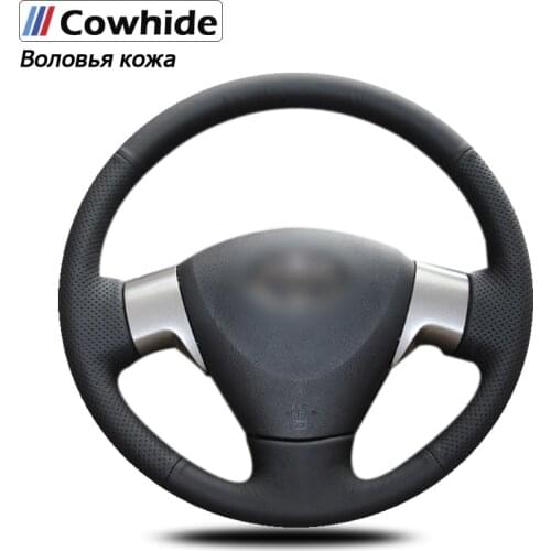 Handsewing Black Genuine Leather Steering Wheel Covers For Toyota Corolla 2009-2013 Matrix 2009-2010 Auris 2007-2009