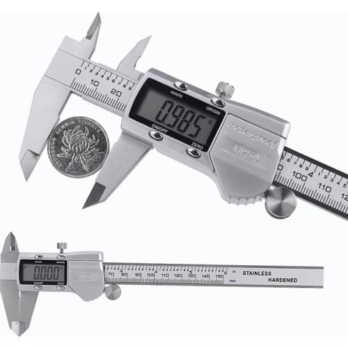 IP54 Vernier Caliper 150mm 6”LCD Digital Electronic Vernier Caliper Ruler Measuring Tool External/Internal Diameter/Ladder/Depth